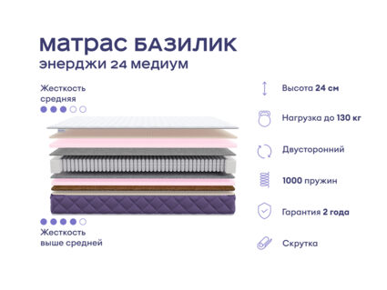 Кровать Димакс Левита + матрас Базилик Энерджи 24 медиум 1425